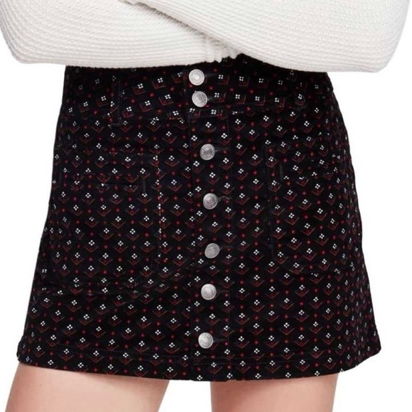 We The Free Button Down Corduroy Printed Mini Skirt Size 30 US 10 M Regular - Picture 1 of 15